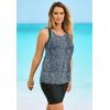 Swimsuits for All Swim 365 Women’s Plus Size Longer-Length Racerback Tankini Top(Black White Leopard)
