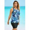 Swimsuits for All Swim 365 Women’s Plus Size Longer-Length Racerback Tankini Top(Blue Abstract)