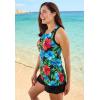 Swimsuits for All Swim 365 Women’s Plus Size Longer-Length Racerback Tankini Top(Indigo Multi)