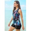 Swimsuits for All Swim 365 Women’s Plus Size Longer-Length Racerback Tankini Top(Pink Textured Palm)