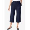 Woman Within Plus Size 7-Day Elastic-Waist Pull-On Cotton Denim Capri Jeans(Black)