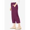 Woman Within Plus Size 7-Day Elastic-Waist Pull-On Cotton Denim Capri Jeans(Deep Claret)