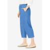 Woman Within Plus Size 7-Day Elastic-Waist Pull-On Cotton Denim Capri Jeans(Light Stonewash)