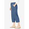 Woman Within Plus Size 7-Day Elastic-Waist Pull-On Cotton Denim Capri Jeans(Medium Stonewash)