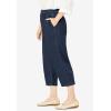 Woman Within Plus Size 7-Day Elastic-Waist Pull-On Cotton Denim Capri Jeans(Navy)