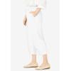 Woman Within Plus Size 7-Day Elastic-Waist Pull-On Cotton Denim Capri Jeans(White)