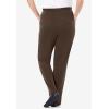 Woman Within Plus Size 7-Day Knit Straight Leg Pant Stretch Elastic Waist (Petite & Tall Available)(Chocolate)
