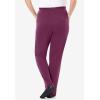 Woman Within Plus Size 7-Day Knit Straight Leg Pant Stretch Elastic Waist (Petite & Tall Available)(Deep Claret)