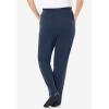 Woman Within Plus Size 7-Day Knit Straight Leg Pant Stretch Elastic Waist (Petite & Tall Available)(Navy)