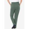 Woman Within Plus Size 7-Day Knit Straight Leg Pant Stretch Elastic Waist (Petite & Tall Available)(Pine)