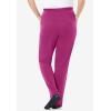 Woman Within Plus Size 7-Day Knit Straight Leg Pant Stretch Elastic Waist (Petite & Tall Available)(Raspberry)