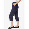 Woman Within Plus Size Adjustable Waist Chino Capri(White)