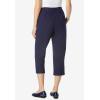 Woman Within Plus Size Adjustable Waist Chino Capri(White)