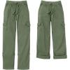 Woman Within Plus Size Convertible 2-in-1 Cargo Pant & Capri Elastic Waist(Classic Natural Khaki Floral Embroidery)