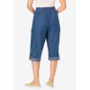 Woman Within Plus Size Convertible Length Cargo Capri/Bermuda(Medium Stonewash Sanded)