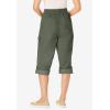 Woman Within Plus Size Convertible Length Cargo Capri/Bermuda(Olive Green)