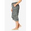 Woman Within Plus Size Convertible Length Cargo Capri/Bermuda(Olive Green Camouflage)