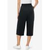 Woman Within Plus Size Elastic-Waist Pull-On Knit Pocket Capri Pants(Black)