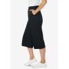 Woman Within Plus Size Elastic-Waist Pull-On Knit Pocket Capri Pants(Black)