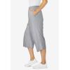Woman Within Plus Size Elastic-Waist Pull-On Knit Pocket Capri Pants(Heather Grey)