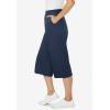 Woman Within Plus Size Elastic-Waist Pull-On Knit Pocket Capri Pants(Navy)