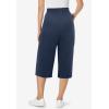 Woman Within Plus Size Elastic-Waist Pull-On Knit Pocket Capri Pants(Navy)