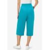 Woman Within Plus Size Elastic-Waist Pull-On Knit Pocket Capri Pants(Pretty Turquoise)