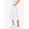 Woman Within Plus Size Elastic-Waist Pull-On Knit Pocket Capri Pants(White)