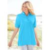 Woman Within Plus Size Elbow-Sleeve Polo Tunic(Emerald Green)