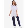 Woman Within Plus Size Elbow-Sleeve Polo Tunic(Medium Heather Grey)