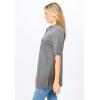 Woman Within Plus Size Elbow-Sleeve Polo Tunic(Medium Heather Grey)