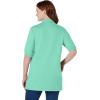 Woman Within Plus Size Elbow-Sleeve Polo Tunic(Pale Seafoam)