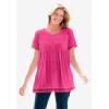 Woman Within Plus Size Lace-Trim Pintucked Tunic(White)
