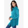 Woman Within Plus Size Perfect Long Sleeve Shirt(Aquamarine Plaid)