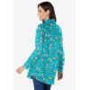 Woman Within Plus Size Perfect Long Sleeve Shirt(Aquamarine Pretty Bloom)