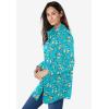 Woman Within Plus Size Perfect Long Sleeve Shirt(Aquamarine Pretty Bloom)