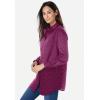 Woman Within Plus Size Perfect Long Sleeve Shirt(Deep Claret Allover Dot)
