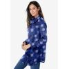 Woman Within Plus Size Perfect Long Sleeve Shirt(Deep Cobalt Snowflake)