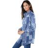 Woman Within Plus Size Perfect Long Sleeve Shirt(French Blue Patched Paisley)