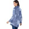 Woman Within Plus Size Perfect Long Sleeve Shirt(French Blue Patched Paisley)