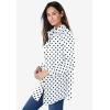 Woman Within Plus Size Perfect Long Sleeve Shirt(White Black Dot)