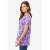 Woman Within Plus Size Perfect Printed Short-Sleeve Crewneck Tee(Petal Purple Tie Dye)