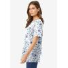 Woman Within Plus Size Perfect Printed Short-Sleeve Crewneck Tee(White Butterflies)