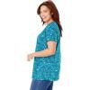 Woman Within Plus Size Perfect Printed Short-Sleeve Crewneck Tee(White Lovely Ditsy)