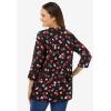 Woman Within Plus Size Perfect Printed Three-Quarter Sleeve V-Neck Tee(Black Tossed Hearts)