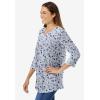 Woman Within Plus Size Perfect Printed Three-Quarter Sleeve V-Neck Tee(Heather Grey Pretty Floral)