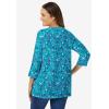 Woman Within Plus Size Perfect Printed Three-Quarter Sleeve V-Neck Tee(Waterfall Lovely Ditsy)