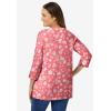 Woman Within Plus Size Perfect Printed Three-Quarter Sleeve V-Neck Tee(White Butterflies)