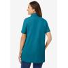 Woman Within Plus Size Perfect Short-Sleeve Polo Shirt(Deep Teal)