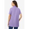 Woman Within Plus Size Perfect Short-Sleeve Polo Shirt(Soft Iris)